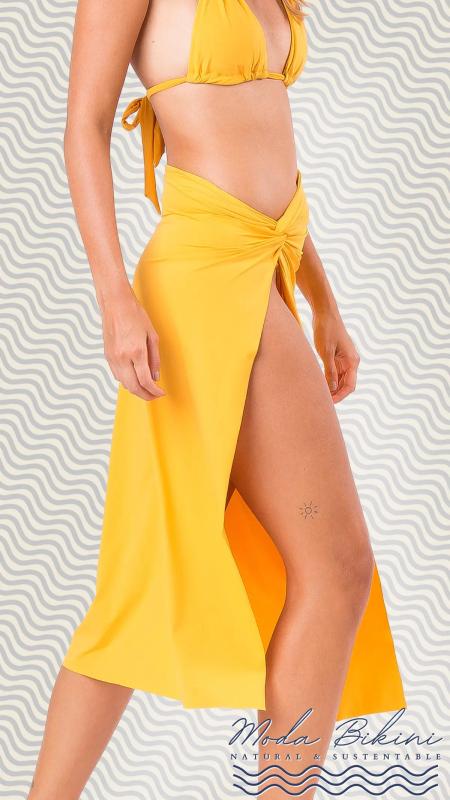 Falda SOLAR LONG-SKIRT-KNOT Rio de Sol: Moda de Playa Sostenible